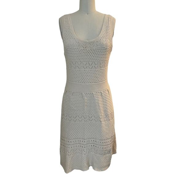 Jessica Simpson Dress White Knit Sweater Fit & Flare Lined Womens Size Medium - Picture 2 of 10